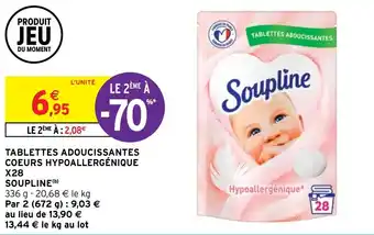 Intermarché TABLETTES ADOUCISSANTES COEURS HYPOALLERGÉNIQUE X28 SOUPLINE offre