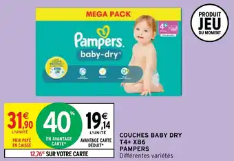 Intermarché COUCHES BABY DRY T4+ X86 PAMPERS offre