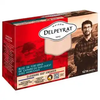 Auchan Bloc de foie gras de canard 100% engagé delpeyrat offre