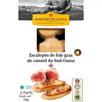 Auchan Escalopes de foie gras de canard du sud-ouest surgelé maistres occitans offre