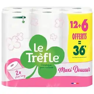 Auchan Papier toilette maxi douceur blanc le trefle offre