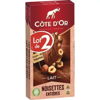 Auchan Tablette de chocolat bloc lait noisettes côte d'or offre