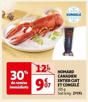 Auchan Supermarché Homard canadien entier cuit et congelé offre