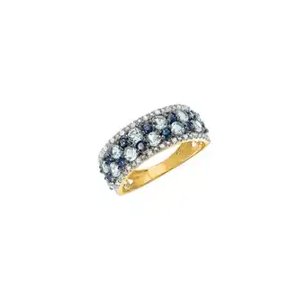 Auchan Bague or 750 millièmes rhodié, saphirs, topazes bleues traitées et diamants offre