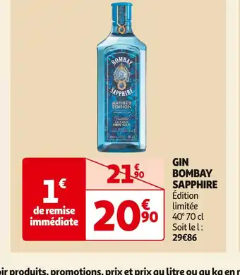 Auchan Supermarché Bombay sapphire gin offre