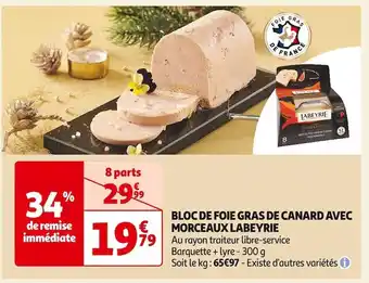 Auchan Supermarché Labeyrie bloc de foie gras de canard avec morceaux offre