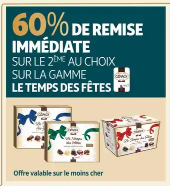 Auchan Supermarché Cémoi 60% de remise immédiate sur le 2ème au choix sur la gamme le temps des fêtes cémoi offre