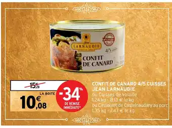 Intermarché CONFIT DE CANARD 4/5 CUISSES JEAN LARNAUDIE offre