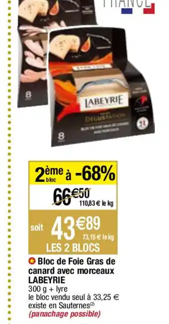 Migros Bloc de Foie Gras de canard avec morceaux LABEYRIE offre