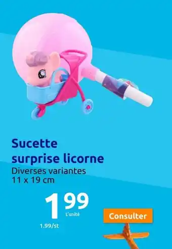 Sucette surprise licorne