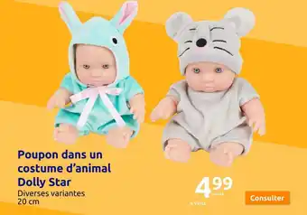 Action Poupon dans un costume d'animal Dolly Star offre