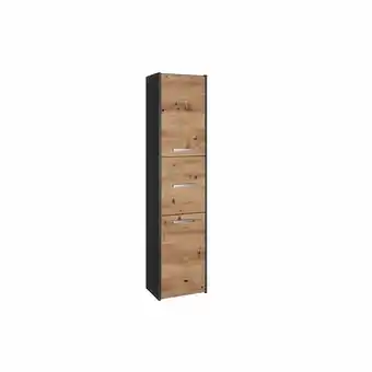 Bricorama Verona - armoire de salle de bains - 170x40x30 cm - meuble colonne de rangement sdb - gris&chêne offre