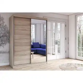 Bricorama Kalke - grande armoire à portes coulissantes - miroir - 5 étagères + tringle - 150x61x200 cm - beige offre