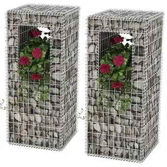 Jardinière/poteau de panier gabion 2 pcs acier 50x50x120 cm - argent