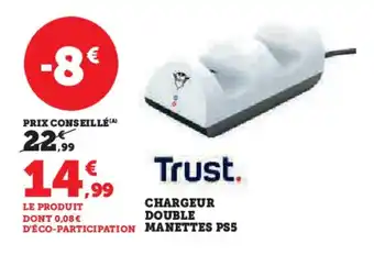 Hyper U CHARGEUR DOUBLE MANETTES PS5 offre