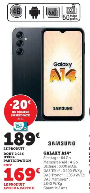 Hyper U GALAXY A14 offre
