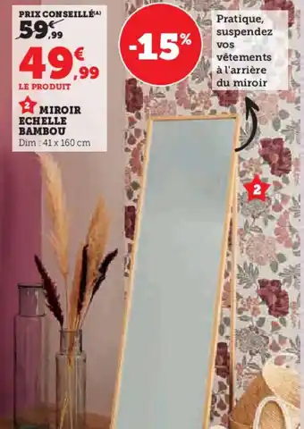 Hyper U MIROIR ECHELLE BAMBOU offre