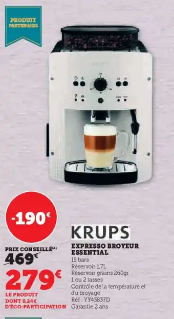Hyper U EXPRESSO BROYEUR ESSENTIAL offre
