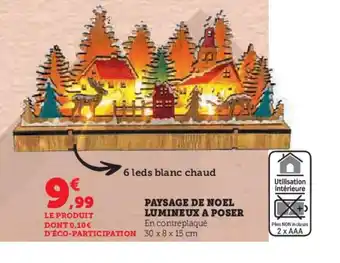 Hyper U PAYSAGE DE NOEL LUMINEUX A POSER offre