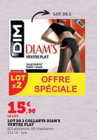 Hyper U LOT DE 2 COLLANTS DIAM'S VENTRE PLAT offre