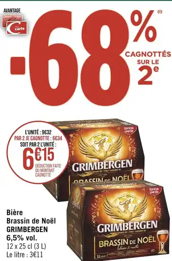 Géant Casino Bière Brassin de Noël GRIMBERGEN 6,5% vol. offre