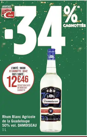 Géant Casino Rhum Blanc Agricole de la Guadeloupe 50% vol. DAMOISEAU offre