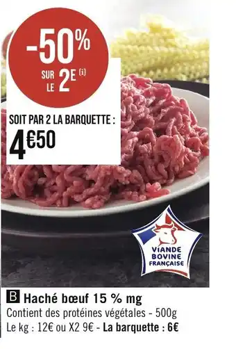 Géant Casino Haché bœuf 15 % mg offre