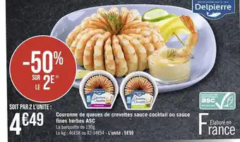 Géant Casino Couronne de queues de crevettes sauce cocktail ou sauce fines herbes ASC offre