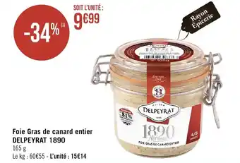 Géant Casino Foie Gras de canard entier DELPEYRAT 1890 offre