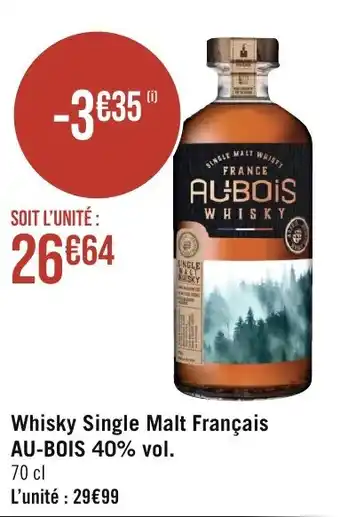 Whisky Single Malt Français AU-BOIS 40% vol.