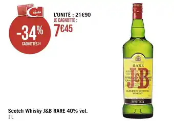 Géant Casino Scotch Whisky J&B RARE 40% vol. offre