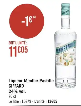 Géant Casino Liqueur Menthe-Pastille GIFFARD 24% vol. offre