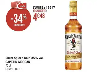 Géant Casino Rhum Spiced Gold 35% vol. CAPTAIN MORGAN offre
