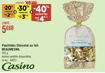 Géant Casino Papillotes Chocolat au lait BEAUMESNIL offre