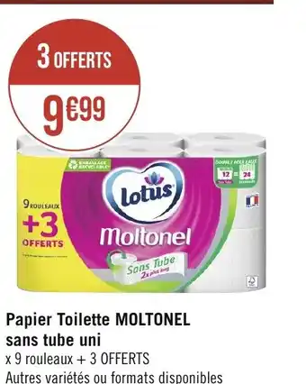 Géant Casino Papier Toilette MOLTONEL sans tube uni offre