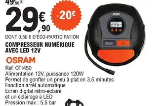 E.Leclerc L'Auto AVEC LED 12V COMPRESSEUR NUMÉRIQUE offre