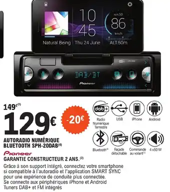 E.Leclerc L'Auto AUTORADIO NUMÉRIQUE BLUETOOTH SPH-20DAB(4) offre