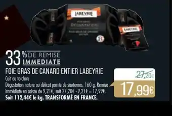 Match FOIE GRAS DE CANARD ENTIER LABEYRIE offre