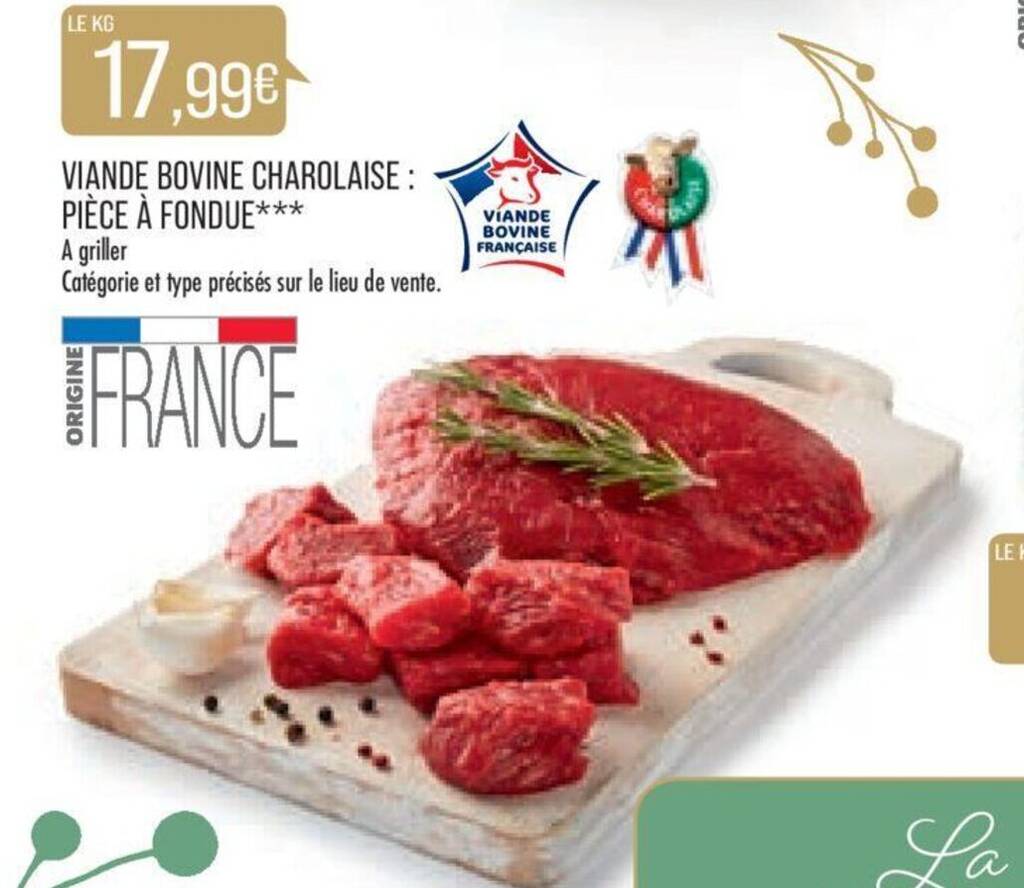Promo VIANDE BOVINE CHAROLAISE PIÈCE À FONDUE chez Match