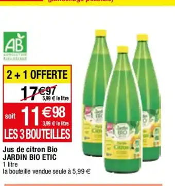 Migros Jus de citron Bio JARDIN BIO ETIC offre