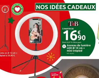 Anneau de lumière LED 10 cm + mini trépied