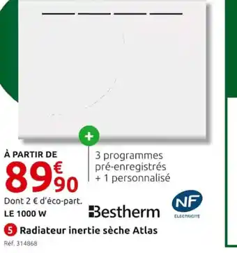 Mr Bricolage 5 Radiateur inertie sèche Atlas offre