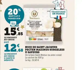 Super U NOIX DE SAINT JACQUES PECTEN MAXIMUS SURGELEES offre