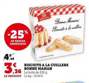 Super U BISCUITS A LA CUILLERE BONNE MAMAN offre