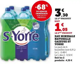 Super U EAU MINERALE NATURELLE GAZEUSE ST YORRE offre