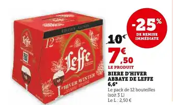Super U BIERE D'HIVER ABBAYE DE LEFFE 6,6⁰ offre