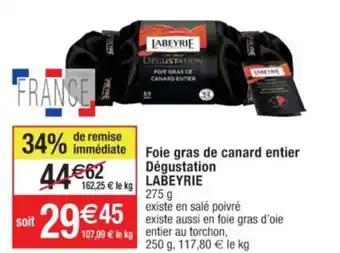 Cora x Carrefour Foie gras de canard entier Dégustation LABEYRIE offre