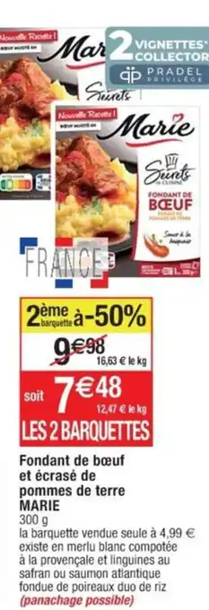 Cora x Carrefour Fondant de bœuf et écrasé de pommes de terre MARIE 300 g offre