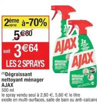 Cora x Carrefour (¹) Dégraissant nettoyant ménager AJAX offre