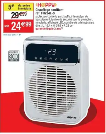 Cora x Carrefour Chauffage soufflant réf. FH224L-S offre